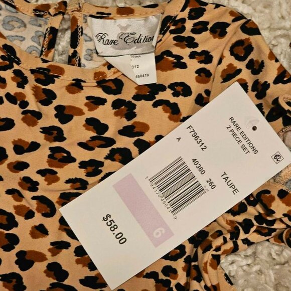 NWT 2 pc. Rare Editions little girl's leopard dress with denim vest (size: 6) - Picture 2 of 3
